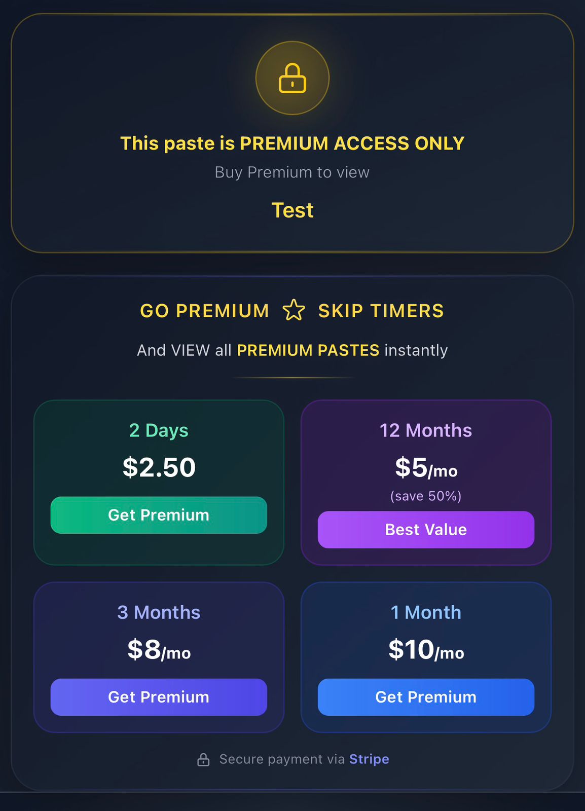 Premium subscription options and paywall