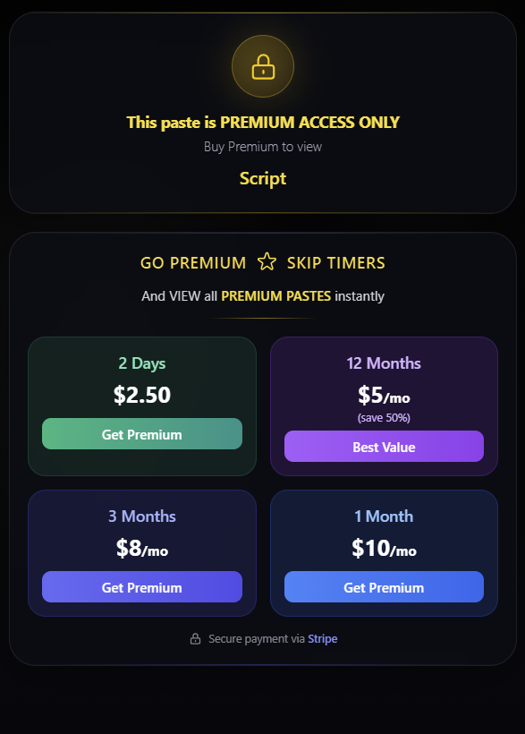 Premium access only paywall: message that paste is premium access only and pricing options to get Premium